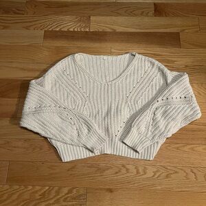 100% cotton Off- Shoulder Cream Crochet Sweater